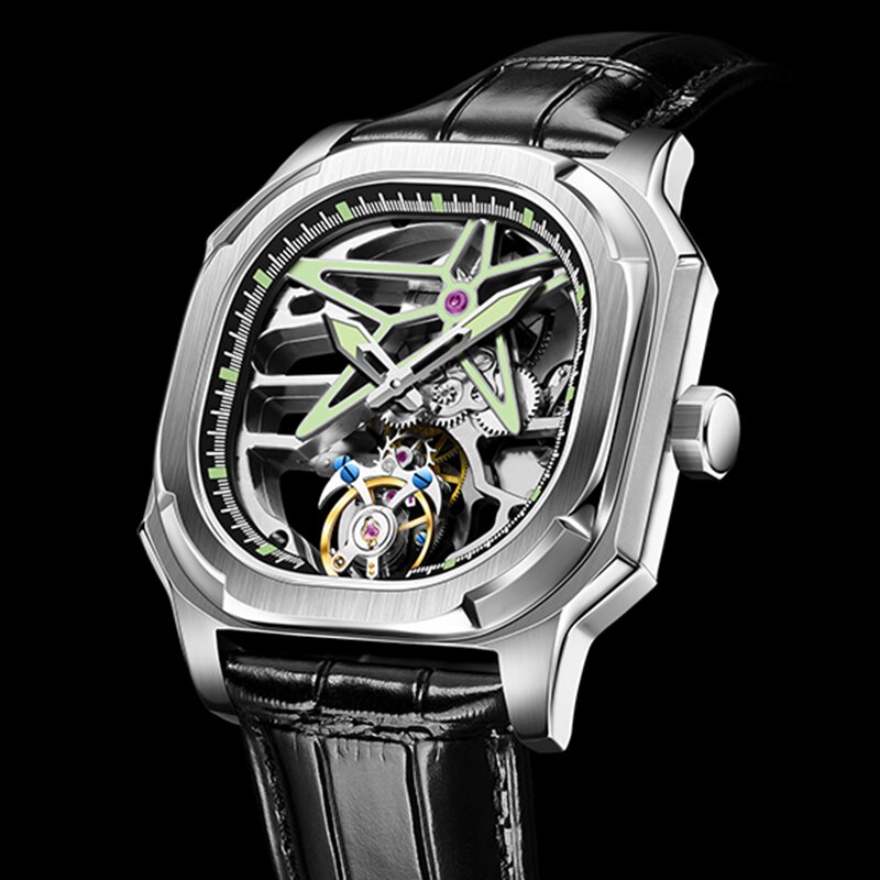 Aesop original Tourbillon Mechanical Watch For Men Skeleton Real Tourbillon Movement Super luminous Sapphire 50M waterproof 2022