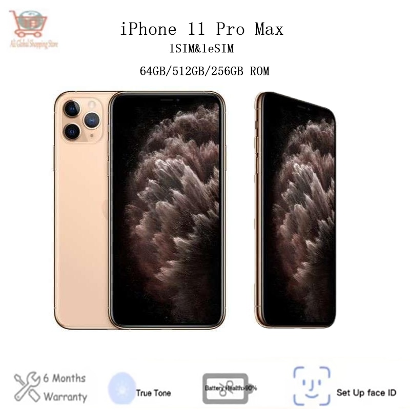Original Unlocked   iPhone 11Pro Max   6.5" Genuine Super Retina XDR OLED Face ID  4G LTE 64/256/512GB  IOS A13 Bionic Hexa Core